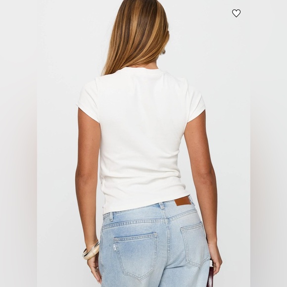 Princess Polly Prestige Longline Baby Tee Ivory In White - Picture 2 of 5